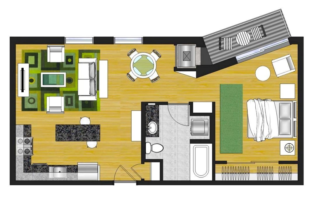1 Bedroom (1E) Floor Plan 5